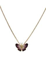 Cordão Malha Veneziana, Com Pingente Borboleta, Em Ouro 18K Cordão Malha Veneziana, Com Pingente Borboleta, Em Ouro 18K