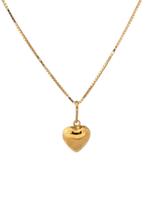 Cordão Malha Veneziana, Com Pingente coração Dupla Face, Em Ouro 18K Cordão Malha Veneziana, Com Pingente coração Dupla Face, Em Ouro 18K