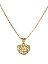 Cordão Malha Veneziana, Com Pingente Coração Em Ouro 18K Cordão Malha Veneziana, Com Pingente Coração Em Ouro 18K