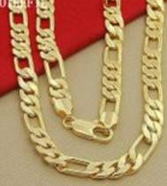 Cordao Masculino 55,8 cm FOLHEADO a OURO com 8mm modelo Figaro, 3x1