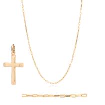 Cordão Masculino Banhada Ouro 18k Rommanel Tam 70cm + Pingente Cruz