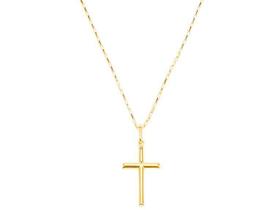 Cordão Masculino Cadeado 60cm E Crucifixo De Ouro 18k 750