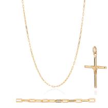 Cordão Masculino Com Pingente Cruz Rommanel Banhado Ouro 18k Tamanho 70cm Cordão Masculino Com Pingente Cruz Rommanel Banhado Ouro 18k Tamanho 70cm