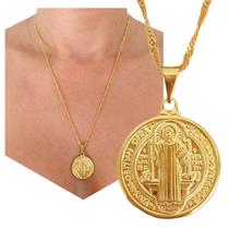 Cordão Medalha De São Bento Banhado A Ouro 18k + Garantia e Caixinha