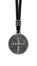 Cordão Medalha de São Bento Prata Velha Metal
