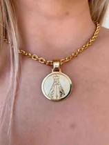 Cordão Modelo Cadeado 6mm Feminino Pingente Banhado Ouro 18k