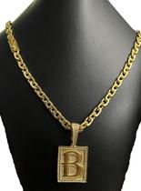 Cordão Modelo Esquerda 8mm + Pingente Letra - Banhado a ouro Cordão Modelo Esquerda 8mm + Pingente Letra - Banhado a ouro