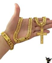 Cordão Modelo Grumet 13Mm + Pulseira Banhado A Ouro 18K Luxo