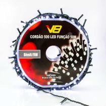 Cordão Natal Pisca 8 Funções 500 Leds 50m Branco Frio Bivolt Uso Externo 14736-PL