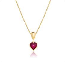 Cordão Ouro 18k Com Pingente Gota e Coração 40cm