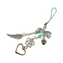 Cordão Para Celular Estilo Coreano Com Coração E Asa Para iPhone, Decoração De Bolsa E Pen Drive