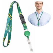 Cordão para Crachá com Roller Clip Retrátil - Seleção Copa do Mundo Brasil (1 Und)