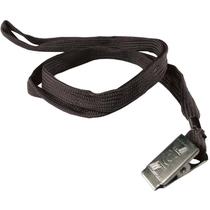 Cordao para cracha tecido preto c/presilha jacare kit