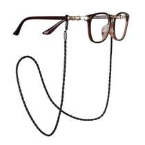 Cordão Para Óculos Couro Preto Trançado Alta Qualidade
