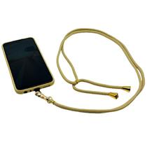 Cordão para Smartphone Nylon 160cm bege e dourado - LOFT