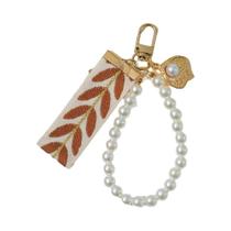 Cordão Para Telefone Com Pérolas Falsas Para Mulheres, Charme De Bolsa Em Forma De Folha, Acessórios