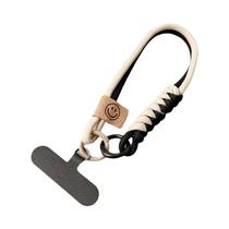 Cordão Para Telefone Estilo Britânico Com Trançado Contrastante, Corda De Pulso Moderna, Pingente De