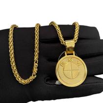 Cordão Peruano 5Mm + Pingente Bmw - Banhado A Ouro Cordão Peruano 5Mm + Pingente Bmw - Banhado A Ouro