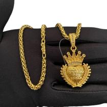 Cordão Peruano 5Mm + Pingente Jesus É O Dono Banhado A Ouro