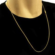 Cordão Piastrine Longa 2mm Corrente Masculina Banhada Ouro