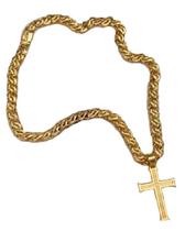 Cordão + Pingente 12Mm Friso S Vazado Banhado A Ouro 18K