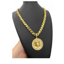 Cordão + Pingente 8mm Friso S Dupla Face Banhado A Ouro 18k