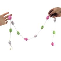 Cordão Pingente Com 12 Ovo De Pascoa Decoração Cortina 140Cm