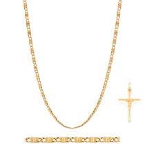 Cordão + Pingente Cruz Banhado Ouro 18k Presente Masculino Rommanel Tamanho 60cm Cordão + Pingente Cruz Banhado Ouro 18k Presente Masculino Rommanel Tamanho 60cm