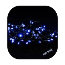 Cordão Pisca 100 Led Fixo Azul Fio Verde 10m C/emenda Decor Natal 110v Cordão Pisca 100 Led Fixo Azul Fio Verde 10m C/emenda Decor Natal 110v