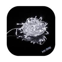 Cordão Pisca 100 Led Fixo Branco Frio Fio Transparente 10m C/emenda Decor Natal 110v