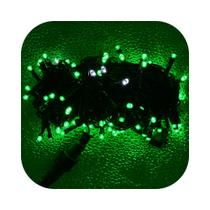 Cordão Pisca 100 Led Prova Dágua 80 Fixo e 20 Strobo Verde Fio Verde 10m Decor Natal 220V