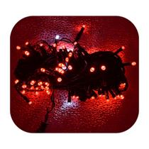 Cordão Pisca 100 Led Prova Dágua 80 Fixo e 20 Strobo Verde Fio Vermelho 10m Decor Natal 220V Cordão Pisca 100 Led Prova Dágua 80 Fixo e 20 Strobo Verde Fio Vermelho 10m Decor Natal 220V
