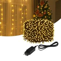 Cordão Pisca Natal 300 Led 30 Metros 8 Funções Decoração Branco Quente
