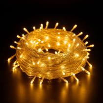 Cordão Pisca Natal Enfeite 100 Leds 9m 8 Funções Decoração 127V/220V Transparente