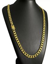 Cordão Pitbull 10mm Fecho Nossa Senhora Banhado A Ouro 18k