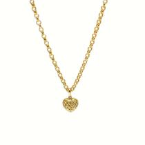Cordão Portuguesa de Ouro 18k 45cm com Pingente Coração Trabalhado Corrente Cordão Gargantilha Feminina Cordão Portuguesa de Ouro 18k 45cm com Pingente Coração Trabalhado Corrente Cordão Gargantilha Feminina
