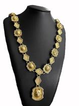 Cordão Poze Pit Bull + Pingente Cravejado Banhado A Ouro 18K