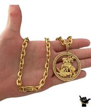 Cordão + Pulseira 8Mm + São Jorge Banhados Ouro 18K Feminino