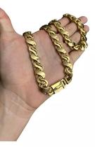 Cordão + Pulseira Friso S Miami 13Mm - Banhado A Ouro 18K