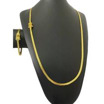 Cordão + Pulseira Grumet Laminado 4mm - Banhado a Ouro 18k Cordão + Pulseira Grumet Laminado 4mm - Banhado a Ouro 18k