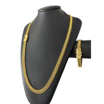 Cordão + Pulseira Lacraia 10Mm - Banhado A Ouro 18K