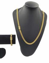 Cordão + Pulseira Lacraia 8Mm - Banhado A Ouro 18K