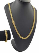 Cordão + pulseira lacraia 8mm - banhado a ouro 18k