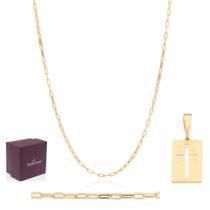 Cordão Rommanel Com Pingente Cruz Retangular Banhado Ouro 18 Dourado 532532 540104 Cordão Rommanel Com Pingente Cruz Retangular Banhado Ouro 18 Dourado 532532 540104