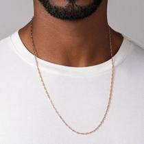 Cordão Rommanel folheado elo cadeado masculino 60cm 532531