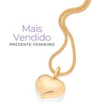 Cordão Rommanel + Pingente Coração Abaulado Melhor Presente Para Mulher Banhado A Ouro 18k Cordão Rommanel + Pingente Coração Abaulado Melhor Presente Para Mulher Banhado A Ouro 18k