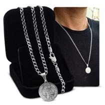 Cordão São Bento Masculino Prata 925 Maciça Luxo 70 Cm Prateado