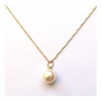 Cordão Singapura 50 Cm Pingente Pérola Natural Joia Ouro 18k