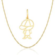 Cordão Singapura Com Pingente Menino Em Ouro 18k Cordão Singapura Com Pingente Menino Em Ouro 18k