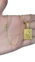 Cordão Tijolinho 1mm + Pingente São Jorge - Banhado A Ouro 18k Cordão Tijolinho 1mm + Pingente São Jorge - Banhado A Ouro 18k